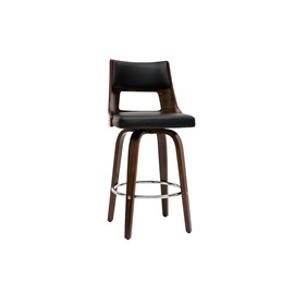 Tabouret de bar  pivotant noir et bois foncé garbo