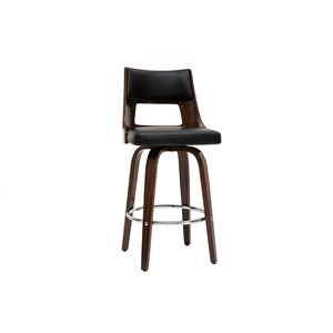 Tabouret de bar  pivotant noir et bois foncé garbo