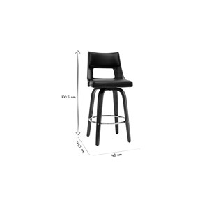 Tabouret de bar  pivotant noir et bois foncé garbo