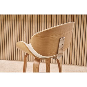 Tabouret de bar pivotant blanc et bois clair 65 cm pivotant 360° walnut