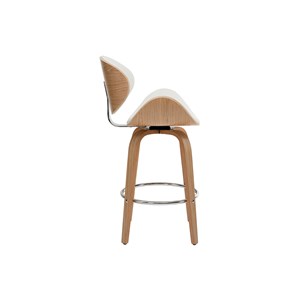 Tabouret de bar pivotant blanc et bois clair 65 cm pivotant 360° walnut