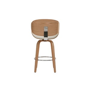 Tabouret de bar pivotant blanc et bois clair 65 cm pivotant 360° walnut