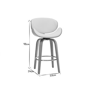 Tabouret de bar pivotant blanc et bois clair 65 cm pivotant 360° walnut