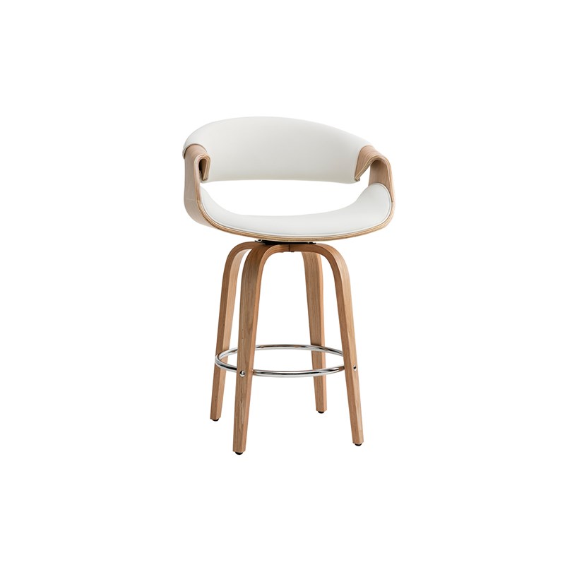 Tabouret de bar blanc et bois clair 65 cm aramis