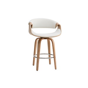 Tabouret de bar blanc et bois clair 68 cm aramis