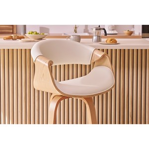 Tabouret de bar blanc et bois clair 65 cm aramis