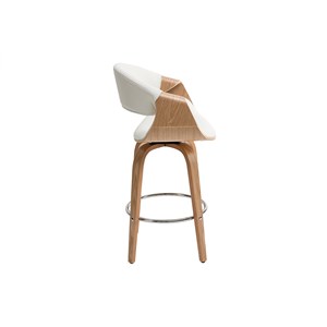 Tabouret de bar blanc et bois clair 65 cm aramis