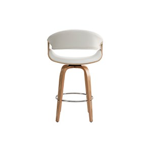 Tabouret de bar blanc et bois clair 65 cm aramis