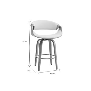 Tabouret de bar blanc et bois clair 65 cm aramis
