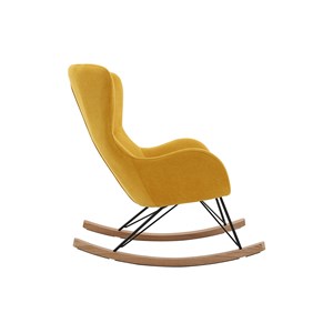 Rocking chair en tissu effet velours jaune moutarde et métal noir eskua