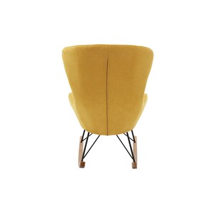 Rocking chair en tissu effet velours jaune moutarde et métal noir eskua