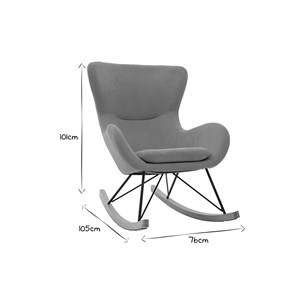 Rocking chair en tissu effet velours jaune moutarde et métal noir eskua