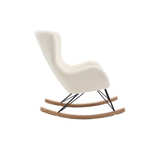 Rocking chair en tissu effet peau de mouton blanc et métal noir eskua