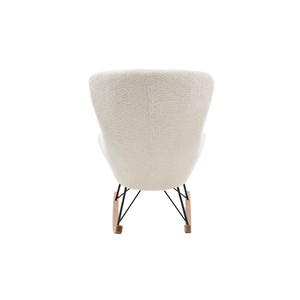 Rocking chair en tissu effet peau de mouton blanc et métal noir eskua