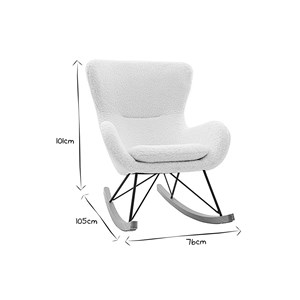 Rocking chair en tissu effet peau de mouton blanc et métal noir eskua
