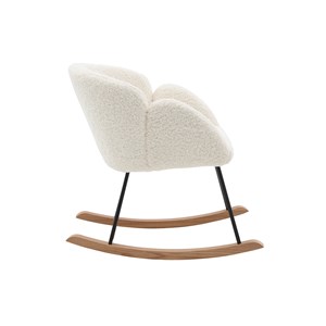 Rocking chair en tissu effet peau de mouton blanc et métal noir rhapsody