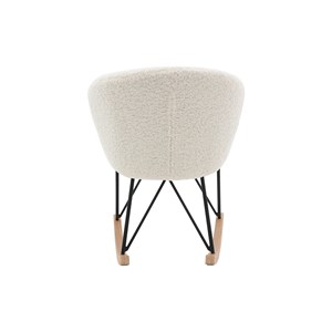 Rocking chair en tissu effet peau de mouton blanc et métal noir rhapsody