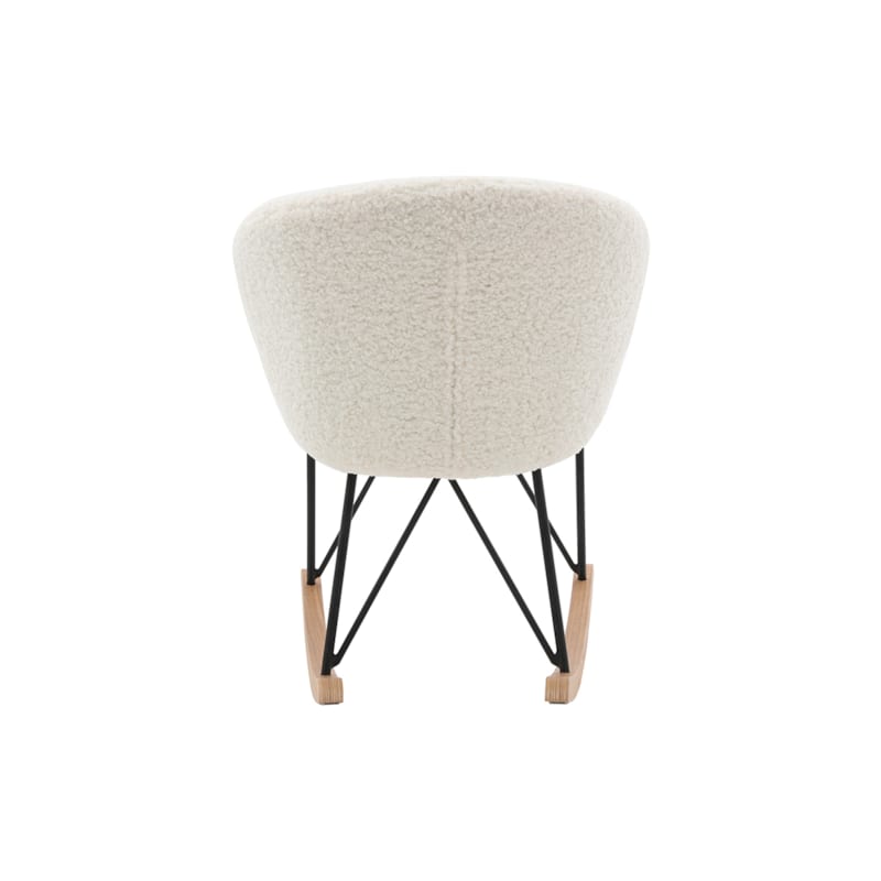 Rocking chair en tissu effet peau de mouton blanc et métal noir rhapsody (Miliboo) - Image 3