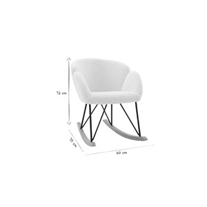 Rocking chair en tissu effet peau de mouton blanc et métal noir rhapsody