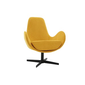 Fauteuil pivotant en tissu effet velours jaune moutarde et métal noir andy