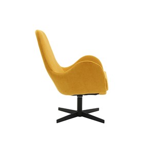 Fauteuil pivotant en tissu effet velours jaune moutarde et métal noir andy