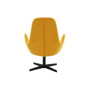 Fauteuil pivotant en tissu effet velours jaune moutarde et métal noir andy
