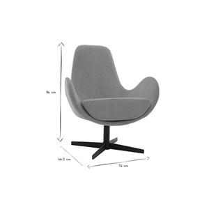 Fauteuil pivotant en tissu effet velours jaune moutarde et métal noir andy