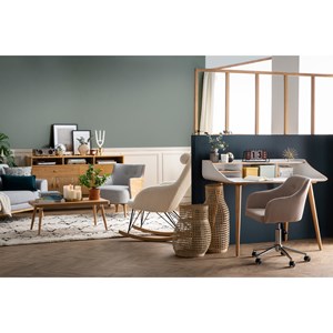 Rocking chair en tissu effet peau de mouton blanc et métal noir jhene