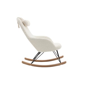 Rocking chair en tissu effet peau de mouton blanc et métal noir jhene