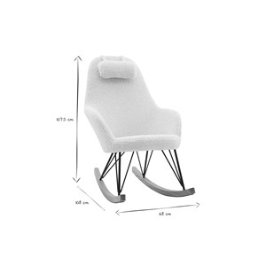 Rocking chair en tissu effet peau de mouton blanc et métal noir jhene