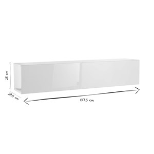 Élément mural tv horizontal blanc laqué brillant l137.5 cm eternel