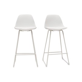 Tabourets de bar blancs pieds métal 66 cm (lot de 2) franz