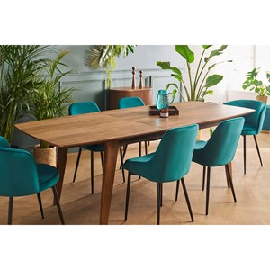 Chaises en tissu velours bleu pétrole et métal noir (lot de 2) holo