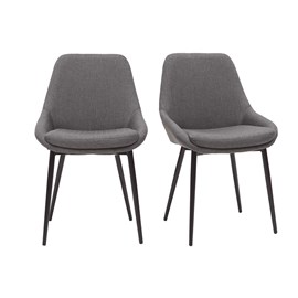 Chaises en tissu gris et métal noir (lot de 2) holo