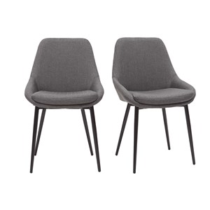 Chaises en tissu gris et métal noir (lot de 2) holo
