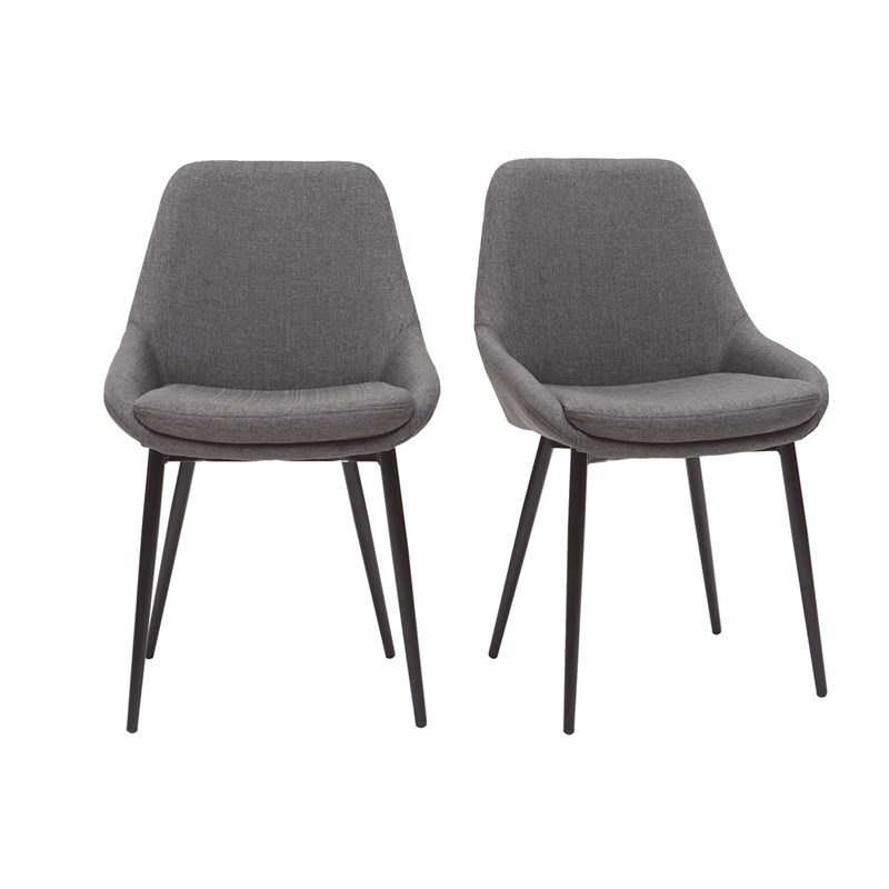 Chaises en tissu gris et métal noir (lot de 2) holo