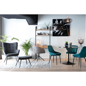 Chaises en tissu gris et métal noir (lot de 2) holo