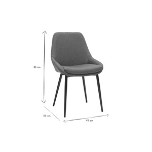 Chaises en tissu gris et métal noir (lot de 2) holo