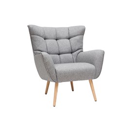 Fauteuil en tissu gris clair et bois clair avery