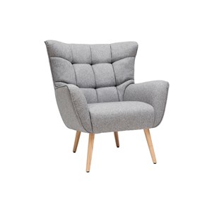 Fauteuil en tissu gris clair et bois clair avery