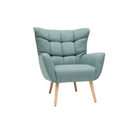 Fauteuil en tissu vert de gris et bois clair avery