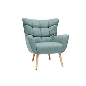 Fauteuil en tissu vert de gris et bois clair avery
