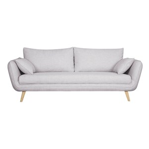 Canapé 3 places en tissu gris clair chiné et bois clair creep