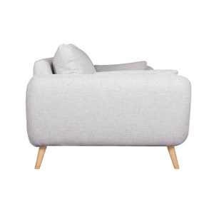 Canapé 3 places en tissu gris clair chiné et bois clair creep