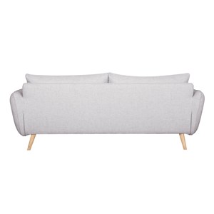Canapé 3 places en tissu gris clair chiné et bois clair creep