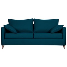 Canapé convertible 3 places en tissu bleu canard avec matelas papel