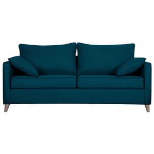 Canapé convertible 3 places en tissu bleu canard avec matelas papel