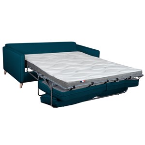 Canapé convertible 3 places en tissu bleu canard avec matelas papel