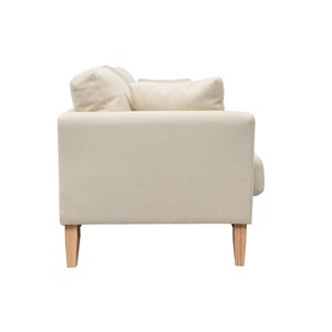 Canapé déhoussable 3 places en tissu beige et bois clair oslo
