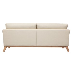 Canapé déhoussable 3 places en tissu beige et bois clair oslo